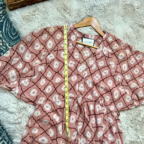 Revolve ALEXIS VENLA PINK MEDALLION HANDKERCHIEF HEM MIDI BOHO DRESS S - Picture 13 of 15